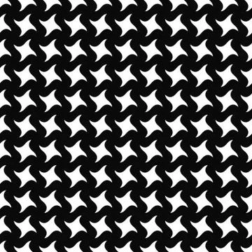 Repeating monochrome swirling star pattern Stock Illustration