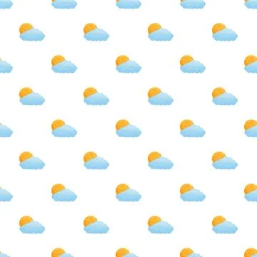 Repeating moon hiding behind cloud seamless pattern Stock Illustration