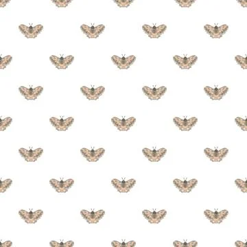 Repeating moths creating seamless insect pattern design Stock Illustration
