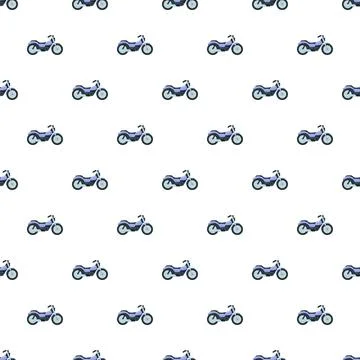 Repeating motorcycle pattern on white background Stock Illustration