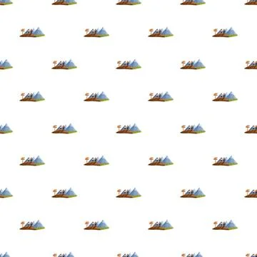 Repeating mountain hiking icons pattern on white Stock Illustration