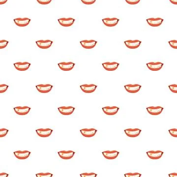 Repeating mouth pattern with gold teeth and red lips Ilustración de archivo