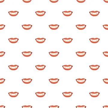 Repeating mouth pattern showing teeth and red lips Ilustración de archivo
