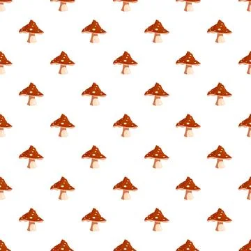 Repeating mushroom pattern creating autumn woodland background 스톡 일러스트