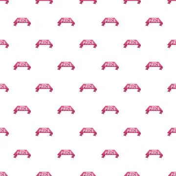 Repeating new price ribbon pattern on white background イラスト素材