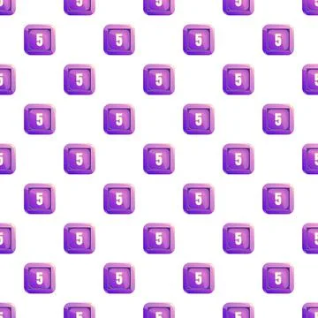 Repeating number five pattern on a purple square button Stock Illustration