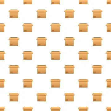 Repeating open cardboard box pattern on white background Ilustração Stock