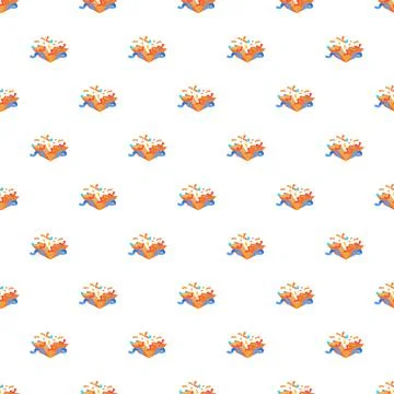 Repeating open gift box confetti seamless pattern Stock Illustration