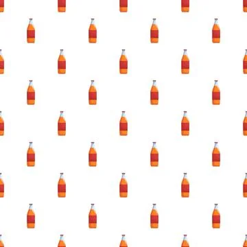 Repeating orange beverage bottles creating a seamless pattern Stock Illustration