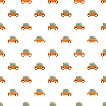 Repeating orange car pattern for transportation background 库存插图