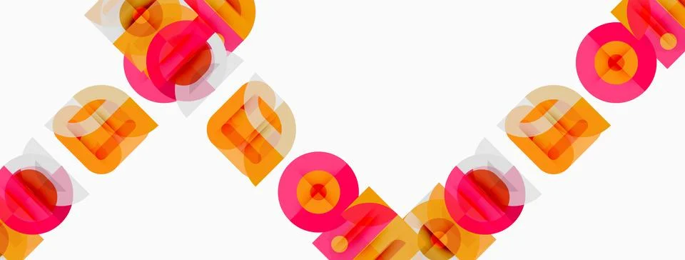 Repeating orange circles, translucent layers create abstract pattern. Minim.. Illustrazione stock
