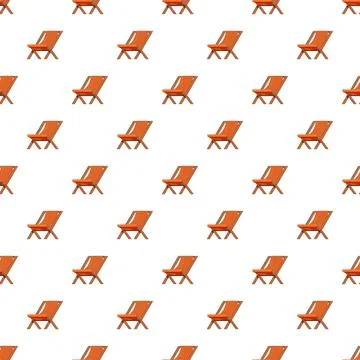 Repeating orange deck chairs pattern on white background Stock Illustration