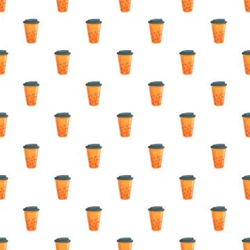 Repeating orange disposable cups pattern for beverages Stock Illustration