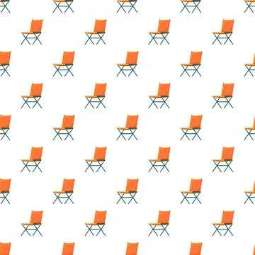 Repeating orange folding chairs creating seamless pattern Stock Illustration