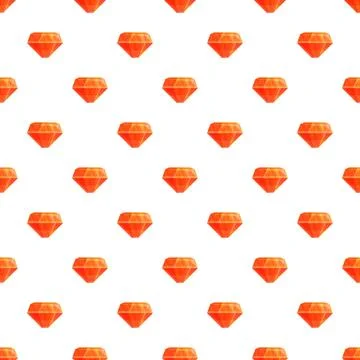 Repeating orange gemstones elegant pattern on white surface Stock Illustration