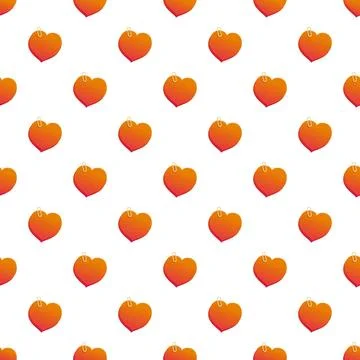 Repeating orange heart notes with paperclips pattern イラスト素材