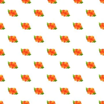 Repeating orange hibiscus flowers creating floral background pattern 스톡 일러스트
