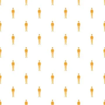 Repeating orange human figures creating uniform pattern Illustration