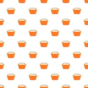 Repeating orange laundry baskets forming a seamless pattern Stock Illustration