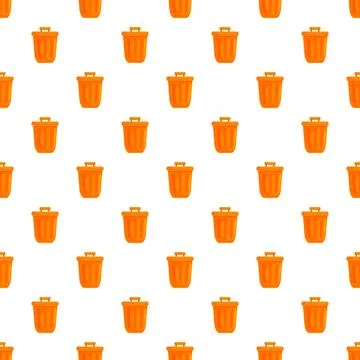 Repeating orange recycle trash bins seamless pattern Ilustración de archivo