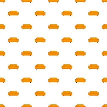 Repeating orange sofa pattern on white background Illustrazione stock