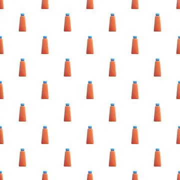 Repeating orange sunscreen tubes creating seamless pattern Stock Illustration