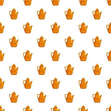 Repeating orange teapot pattern on white background 스톡 일러스트
