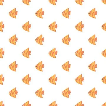 Repeating orange tropical fish seamless pattern background Stock Illustration