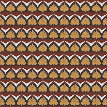 Repeating palmette ornament seamless pattern Stock Illustration