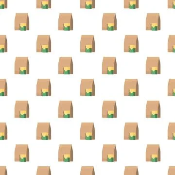 Repeating paper bag pattern for takeaway food items Stock Illustration