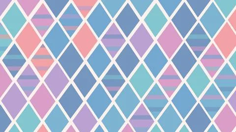 A repeating pastel diamond lattice pattern in blue, pink, and purple, creat.. Stock Illustration