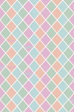 A repeating pastel diamond pattern in mint, pink, peach, and lavender creat.. Stock Illustration