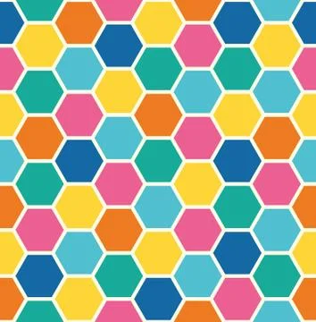 Repeating Pattern of Abstract Colorful Hexagon Vector Background Stock Illustration