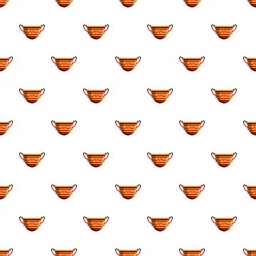 Repeating pattern of ancient style ceramic pots Stock Illustration