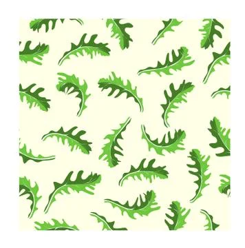 Repeating pattern of arugula leaves on a light background Stock Illustration