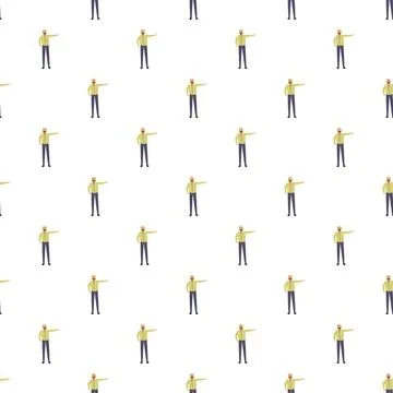 Repeating pattern with bald man pointing right Stock Illustration
