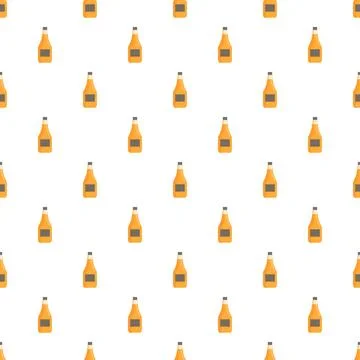 Repeating pattern of beer bottles on white background Stock Illustration