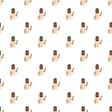 Repeating pattern of a black woman smiling and waving Stock Illustration
