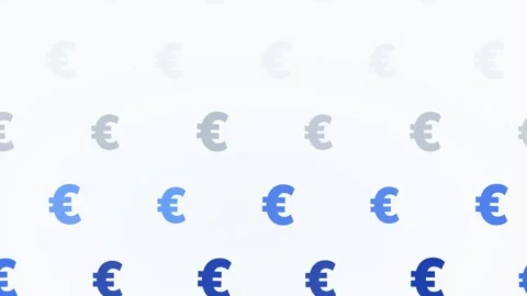 A repeating pattern of blue Euro currency symbols, arranged in rows with va.. Stock Footage 345453823