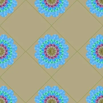 Repeating Pattern Blue Gradient Mandalas 스톡 일러스트