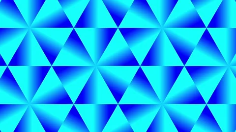 A repeating pattern of blue triangles and radiating lines on a light blue b.. Stock Footage 305962539