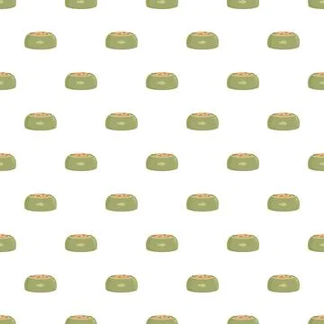 Repeating pattern of bowls filled with cat food Stock Illustration