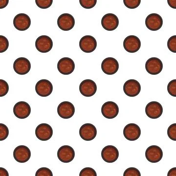 Repeating pattern of bowls filled with food background Illustrazione stock