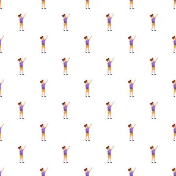 Repeating pattern with a boy pointing finger upwards Stock Illustration