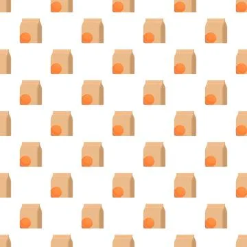 Repeating pattern of brown paper bags with oranges Stock Illustration