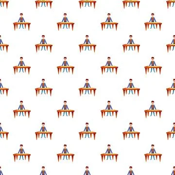 Repeating pattern of business man sitting at desk Stock Illustration