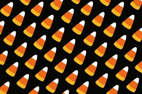 Repeating Pattern of Candy Corn on Black Background 스톡 일러스트