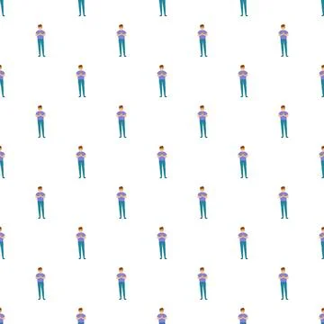 Repeating pattern of cartoon man with crossed arms Stock Illustration