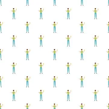 Repeating pattern of cartoon man holding corn Stock Illustration