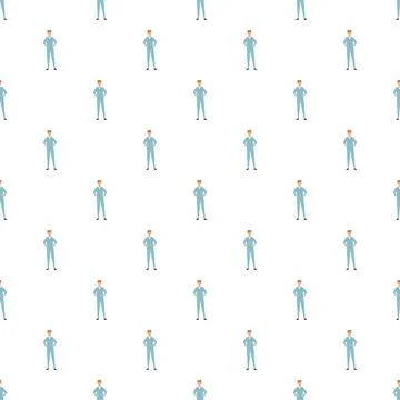 Repeating pattern of a cartoon man standing in a light blue uniform Stock Illustration